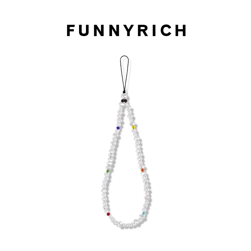 FUNNYRICH珍珠六色串珠手机链苹果手机壳挂链ins新款挂饰绳高级感