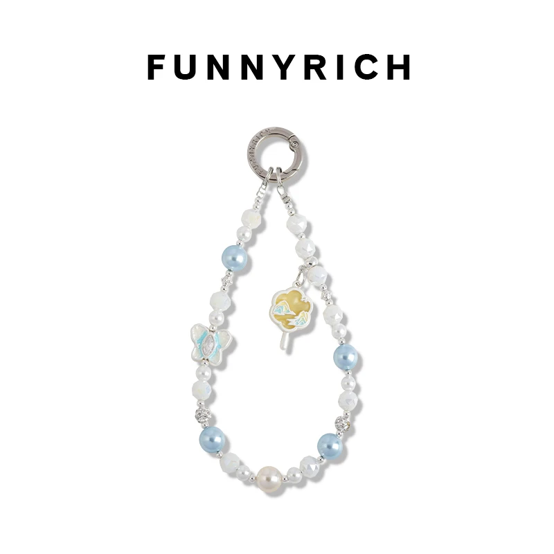 FUNNYRICH声声风铃珍珠团扇手机链适用苹果手机壳挂绳ins新款挂链