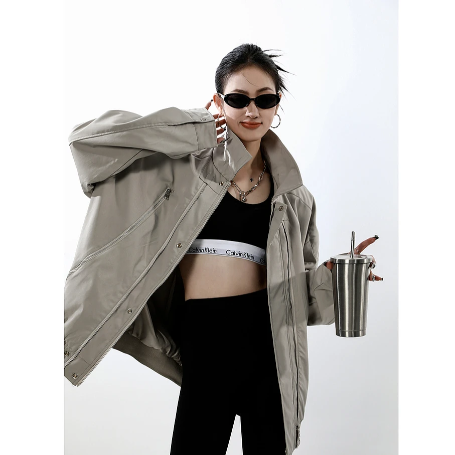 ICHMODE 多拉链美式高街潮牌飞行夹克外套