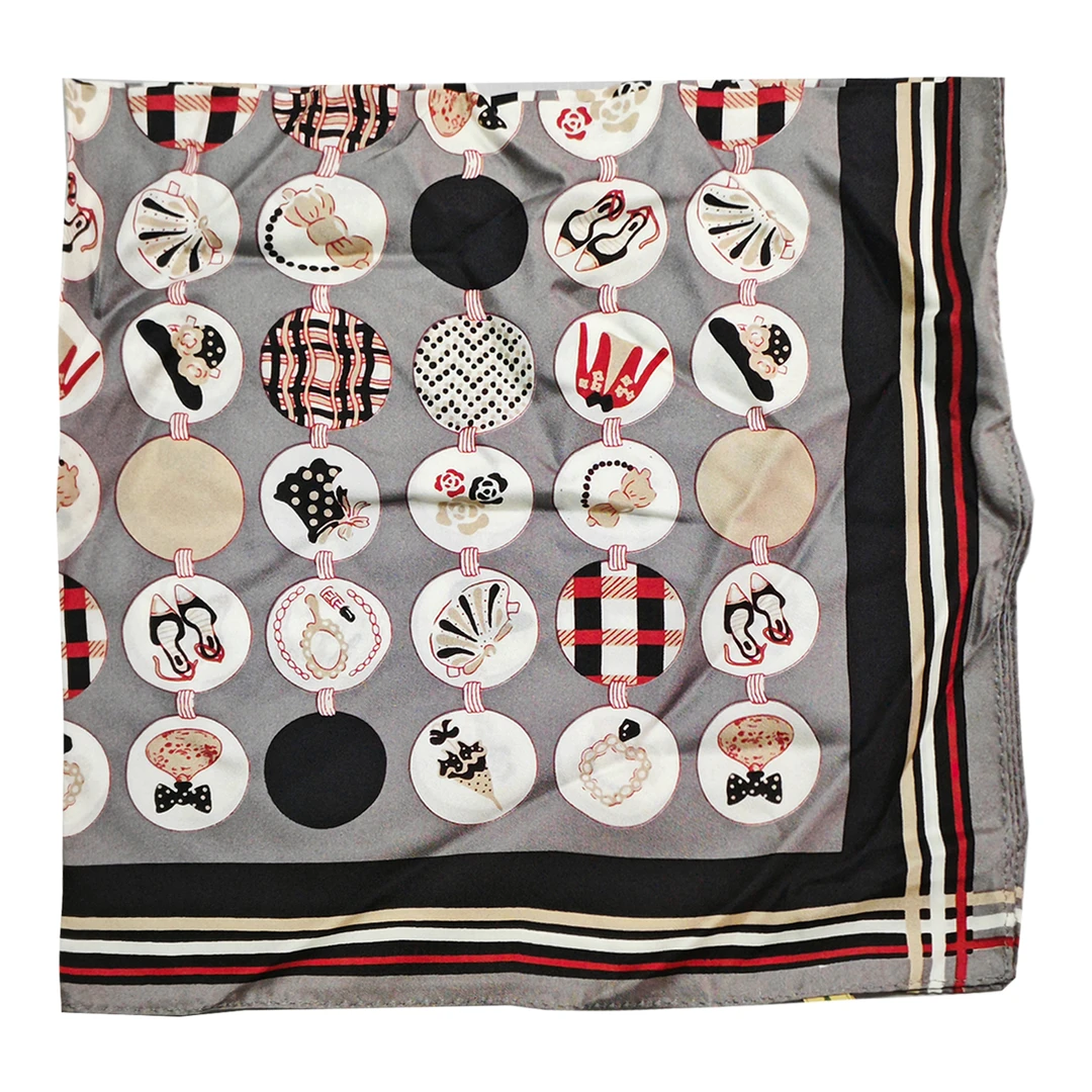 2815#花色图案真丝丝巾50x50cm