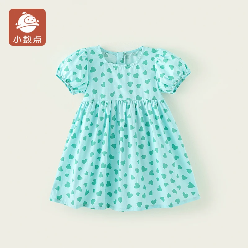 小数点泡泡袖夏季连衣裙儿童碎花女童洋气宝宝童女宝韩版甜美爱心