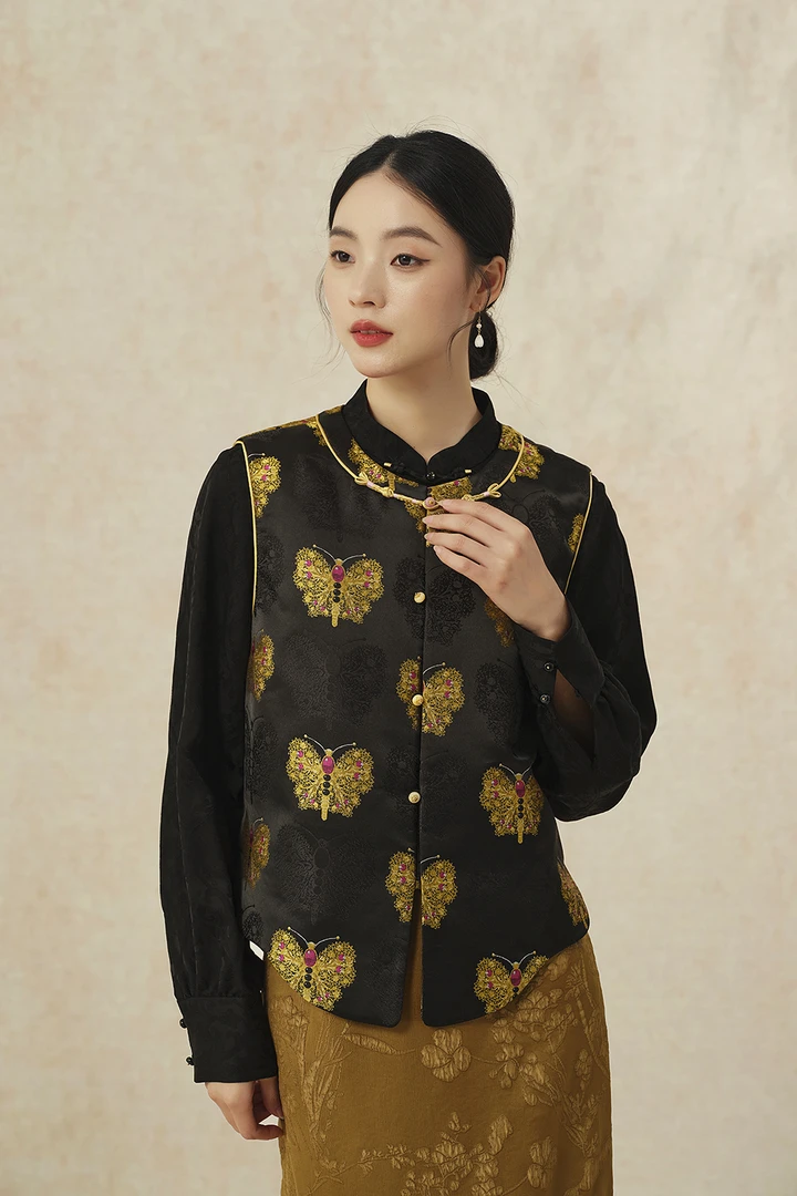 【梨花庄】24秋冬2F3W013新中式马甲夹棉