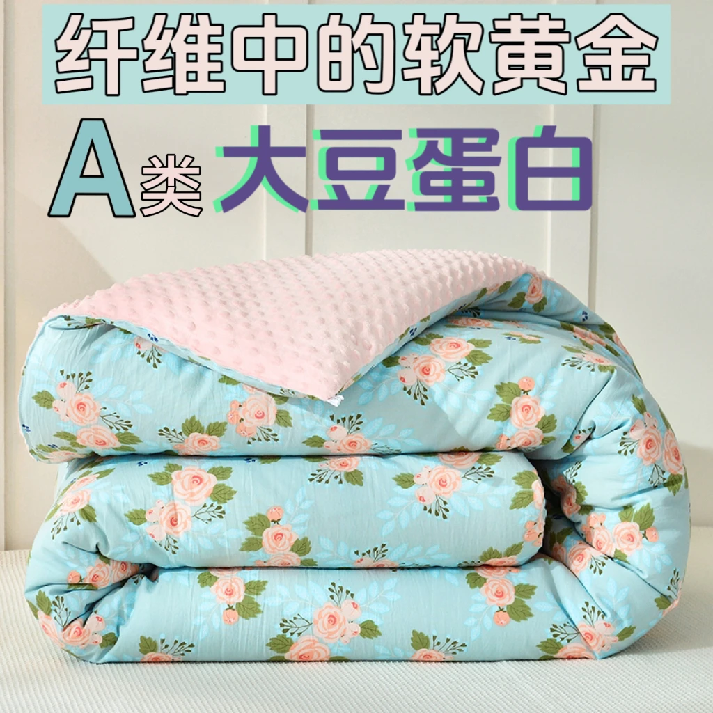 A类豆豆绒大豆被新款母婴级春秋被加厚冬被学生宿舍双面床上用品