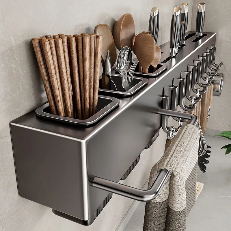 厨房刀架免打孔厨房多功能置物架刀具菜刀筷子加厚挂墙收纳架