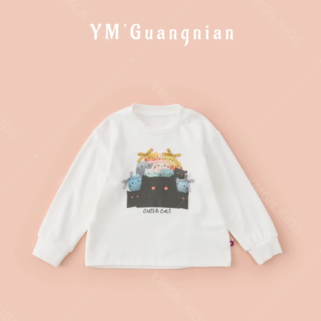 【幼棉光年】冬季女童加绒保暖百搭舒适圆领印花卫衣521757