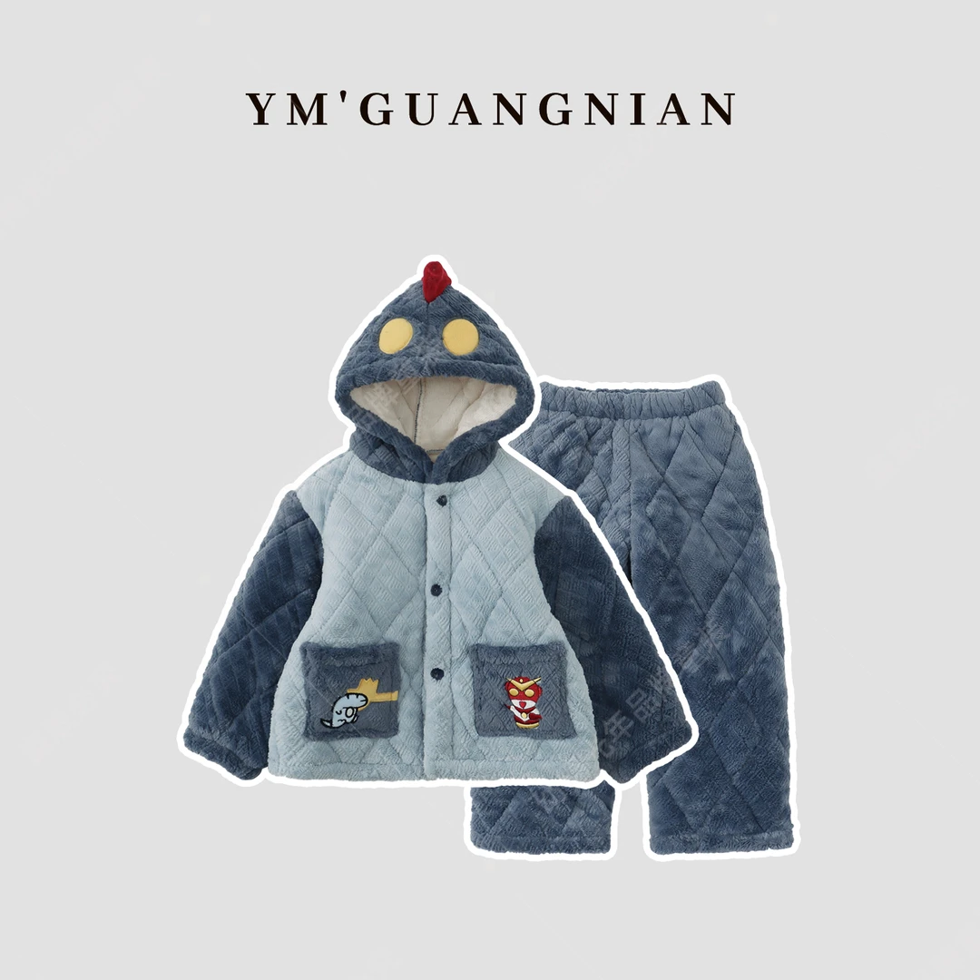 24冬款儿童长袖舒适柔软打底夹棉家居服套装DDQ-91027