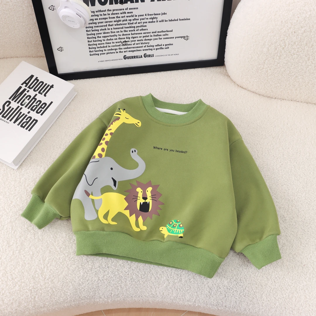 【幼棉光年】冬季加绒新品儿童时尚百搭长袖卫衣洋气休闲圆领220102