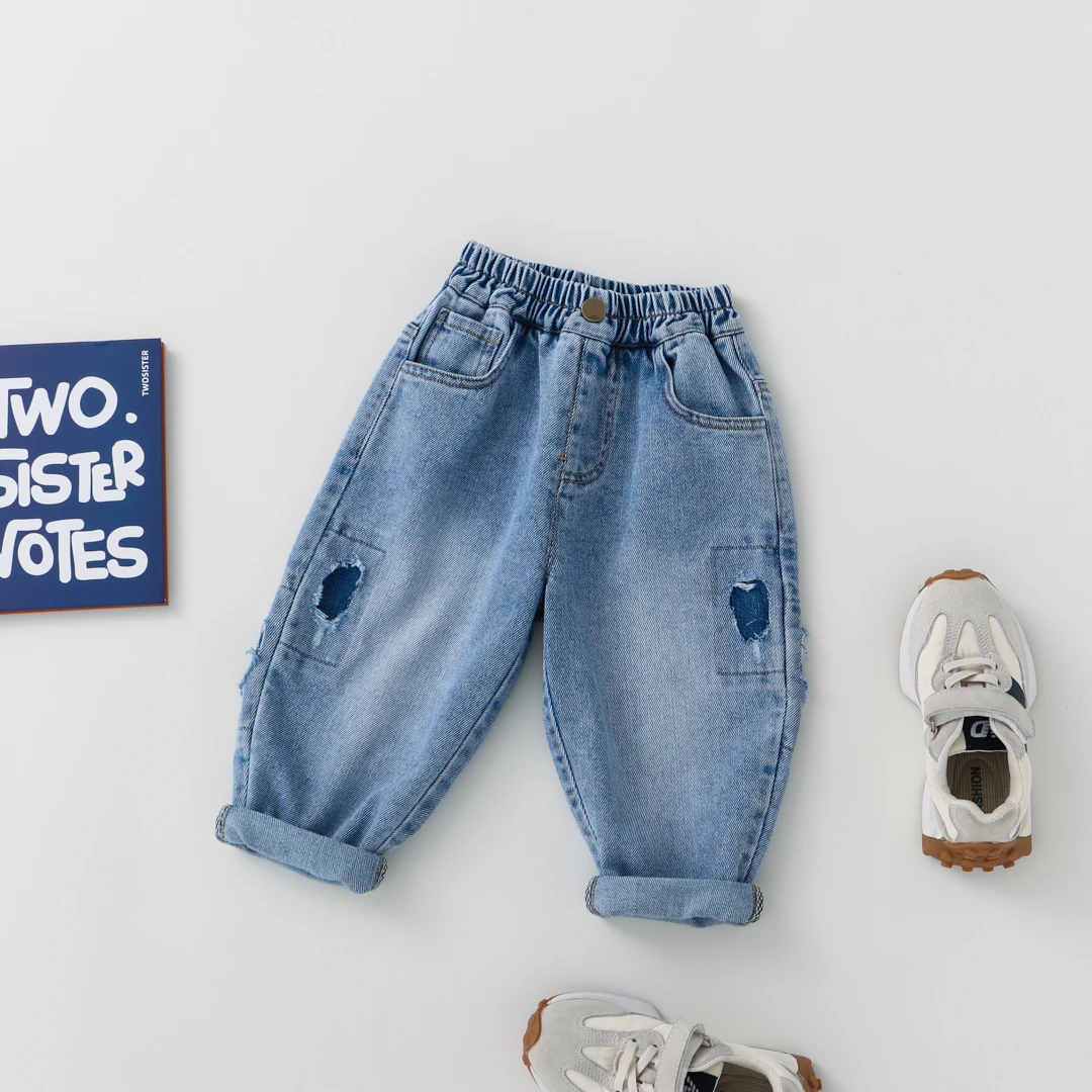 【幼棉光年】秋款 时尚 纯色 韩版 品牌 百搭 儿童 牛仔裤 621076