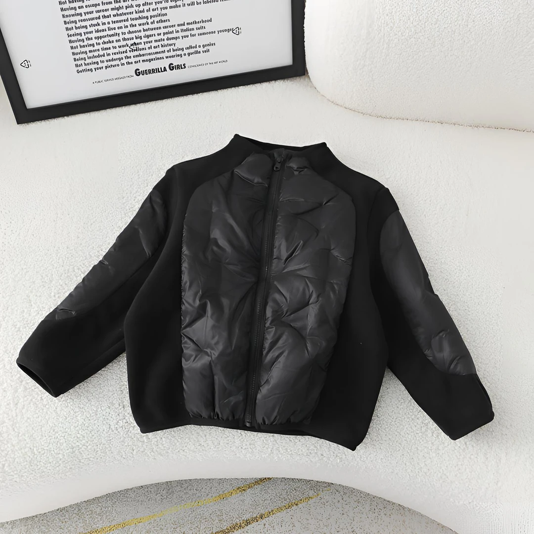 【幼棉光年】冬季童装保暖黑色洋气百搭加绒加厚圆领羽绒服92051