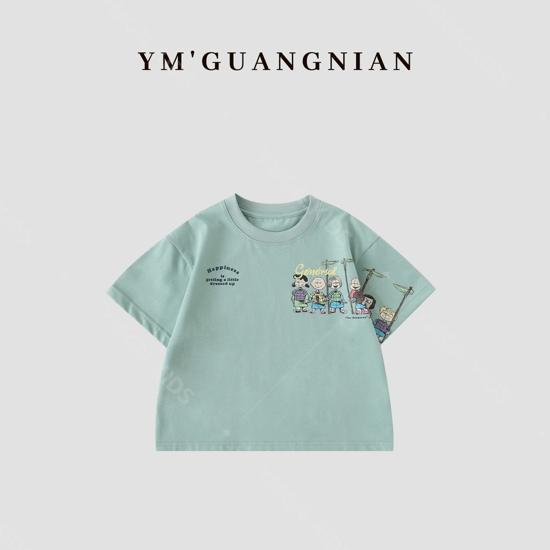 【幼棉光年】夏季男童韩版百搭舒适薄荷曼波印花T恤吸汗透气 121359