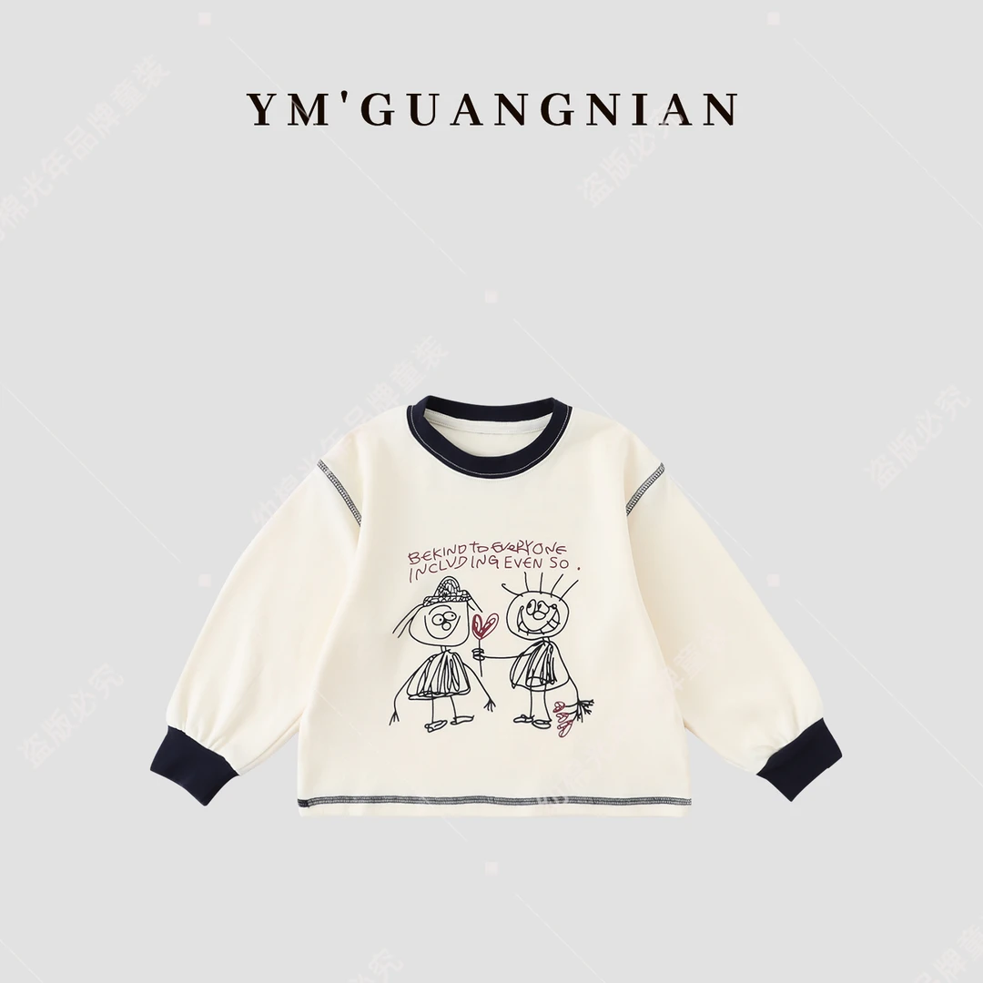 【幼棉光年】秋季男童拼接插肩袖休闲印花卫衣122770