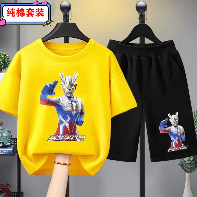 奥特曼套装男童短袖t恤新款小男孩薄款半截袖短裤夏季洋气两件套6