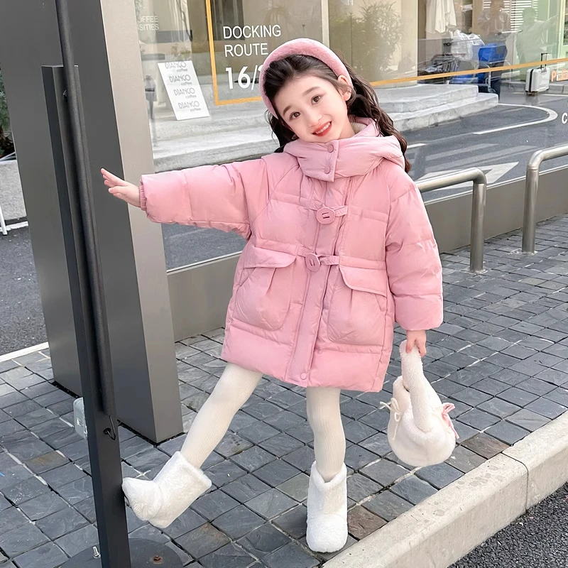女童棉衣2025新款洋气冬装韩版外套儿童加厚女宝宝棉袄中长款棉服
