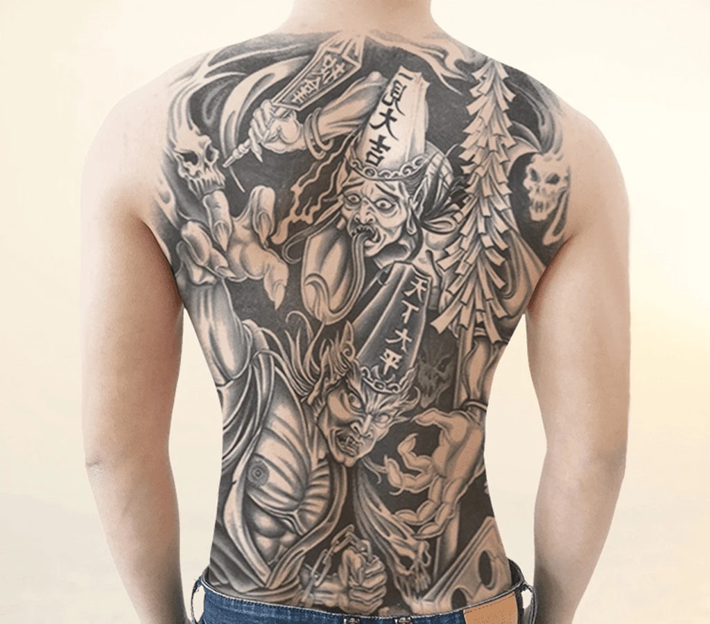 满背黑白无常贴纸防水防汗持久耐磨