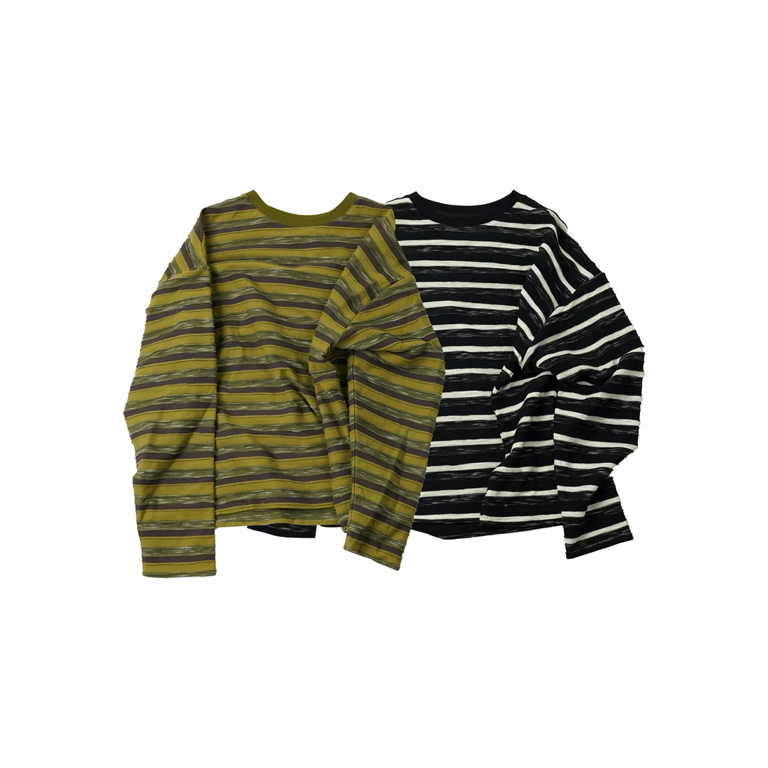 FAIRFAFO【笔刷条纹长袖】CXSS31031圆领黑白套头条纹休闲百搭时尚