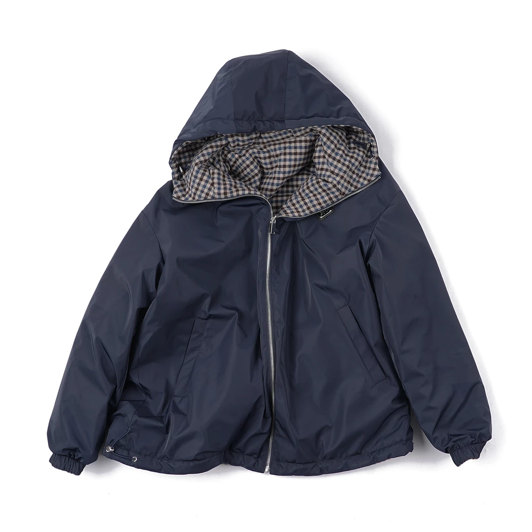 【双面穿束口袖夹克】WTCL48230简约时尚休闲连帽保暖复古双面夹克