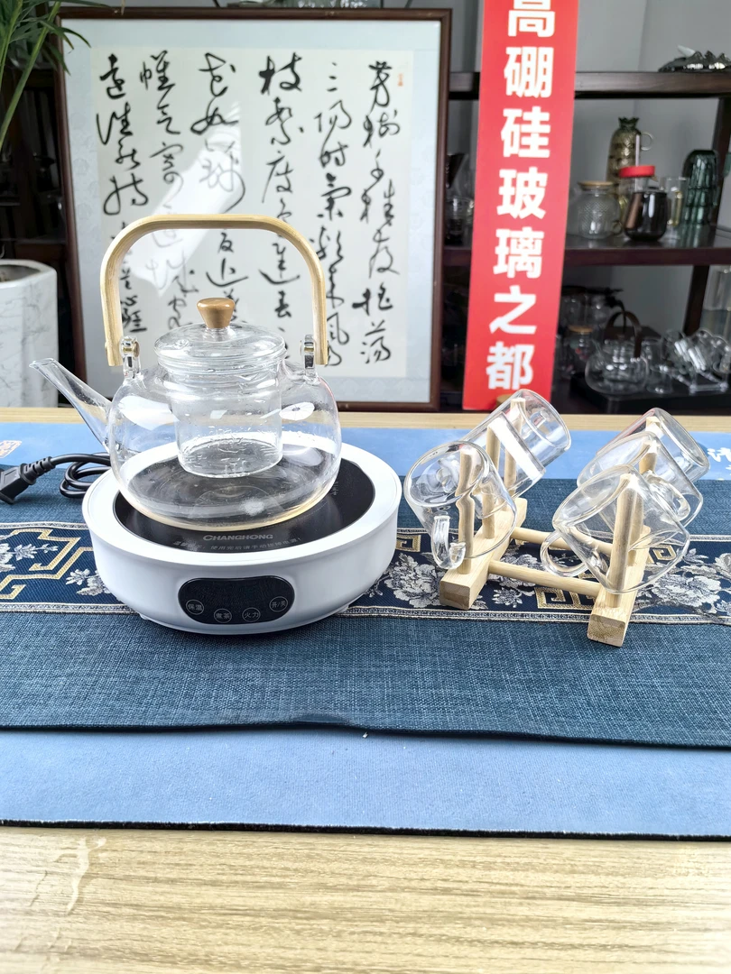 【专属】煮茶壶加热玻璃烧水壶家用大容量小型围炉电陶炉提梁壶套装