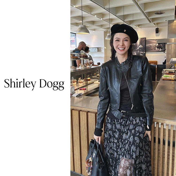 汤元家sd 百搭短款皮衣气质时尚女士秋季皮衣女皮夹克外套（无xs）