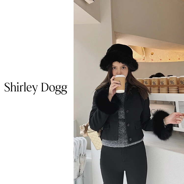 汤元家sd 黑色短款小香风外套女秋冬2023新款拼接名媛上衣