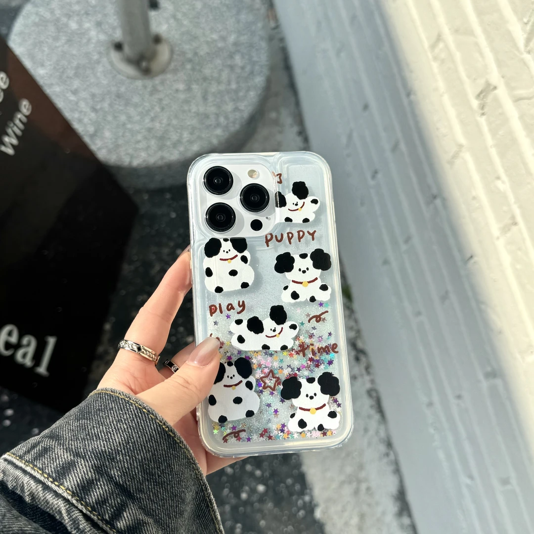 卡通星星狗狗流沙软壳适用iPhone15promax苹果14/13/12手机壳防摔