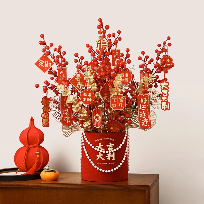 春节年货新年小挂件挂饰摆件客厅装饰绿植发财树吊卡挂牌装饰品