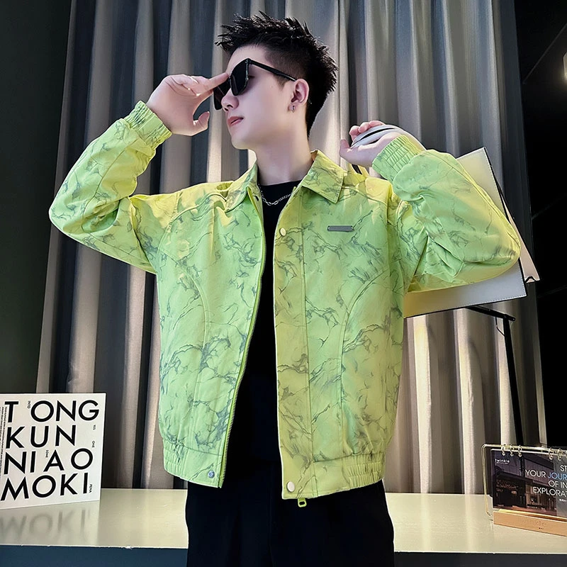 男士春秋款外套2024新款高级感休闲时尚外装潮牌男装翻领百搭夹克