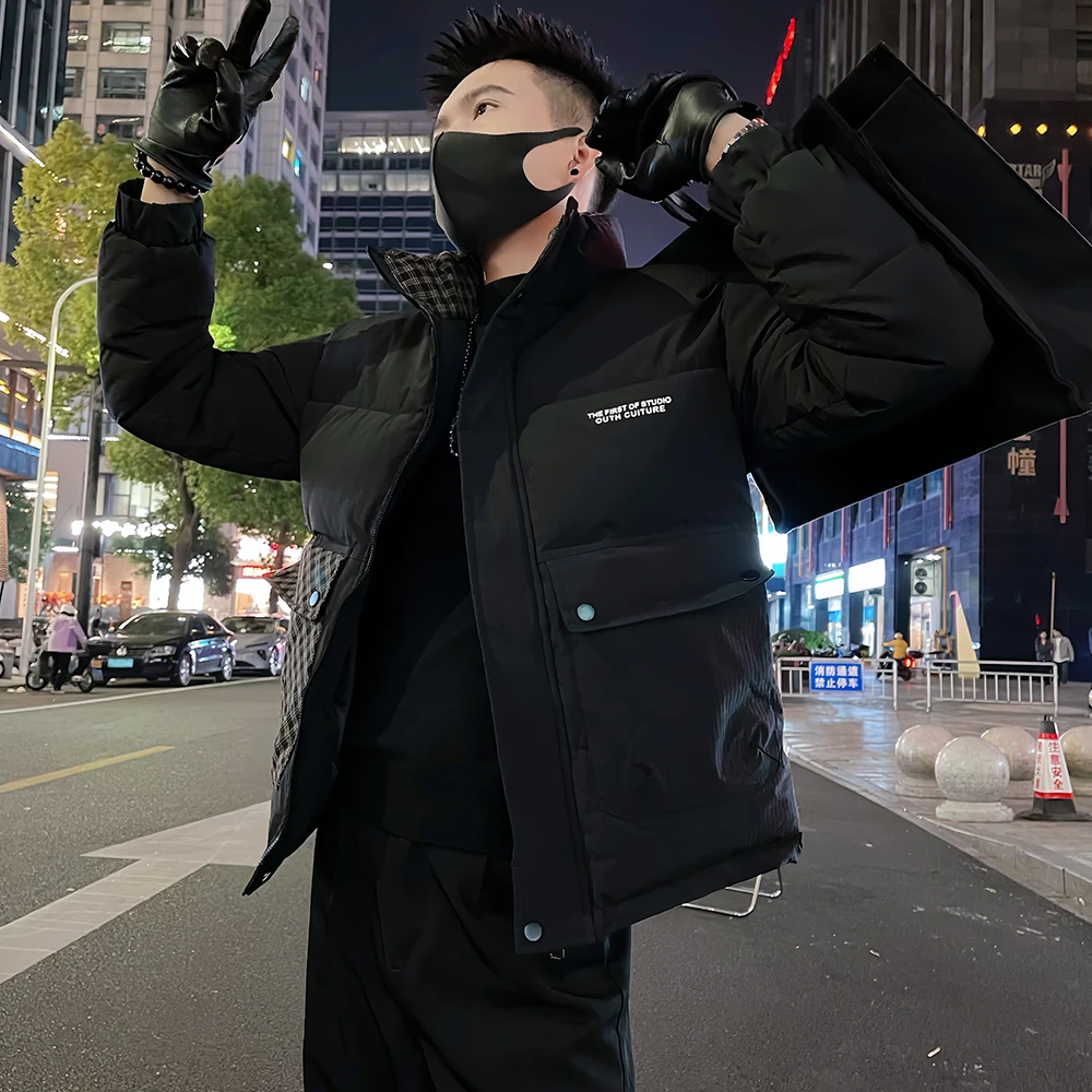 棉服男款冬季爆款外套上衣2024新款立领拼接棉袄潮牌痞帅保暖棉衣