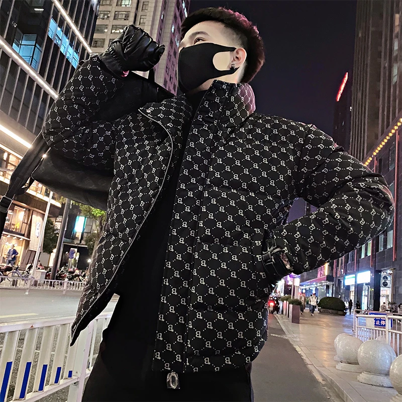 冬季印花立领棉服男加厚外套2025新款冬装上衣服男装痞帅爆款棉服