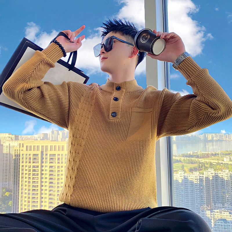 高级感毛衣男重磅打底衫长袖加厚内搭线衣秋冬季新款潮牌针织衫帅