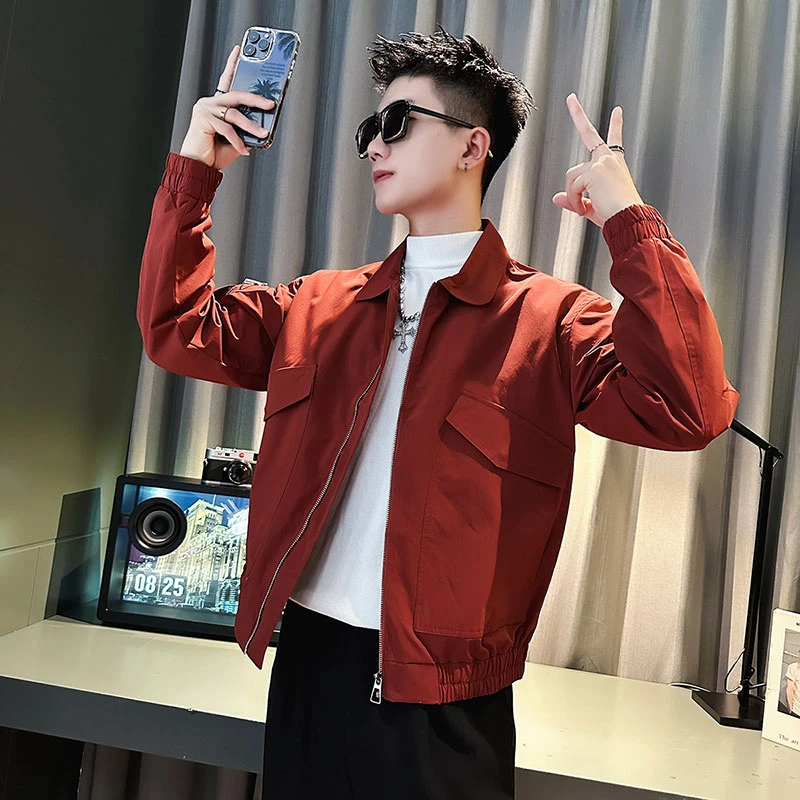 男士多口袋工装外套短款男装上衣2023新款休闲痞帅气潮牌春秋夹克