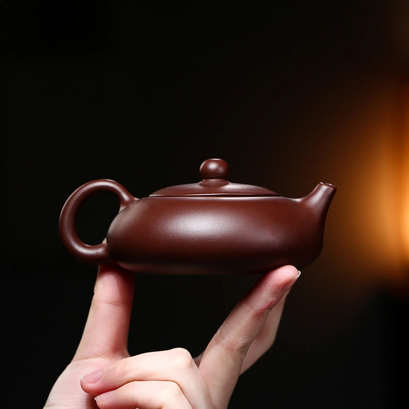 高货捡漏正品高档茶壶新品宜兴原矿扁西施紫朱泥150cc手工紫砂壶