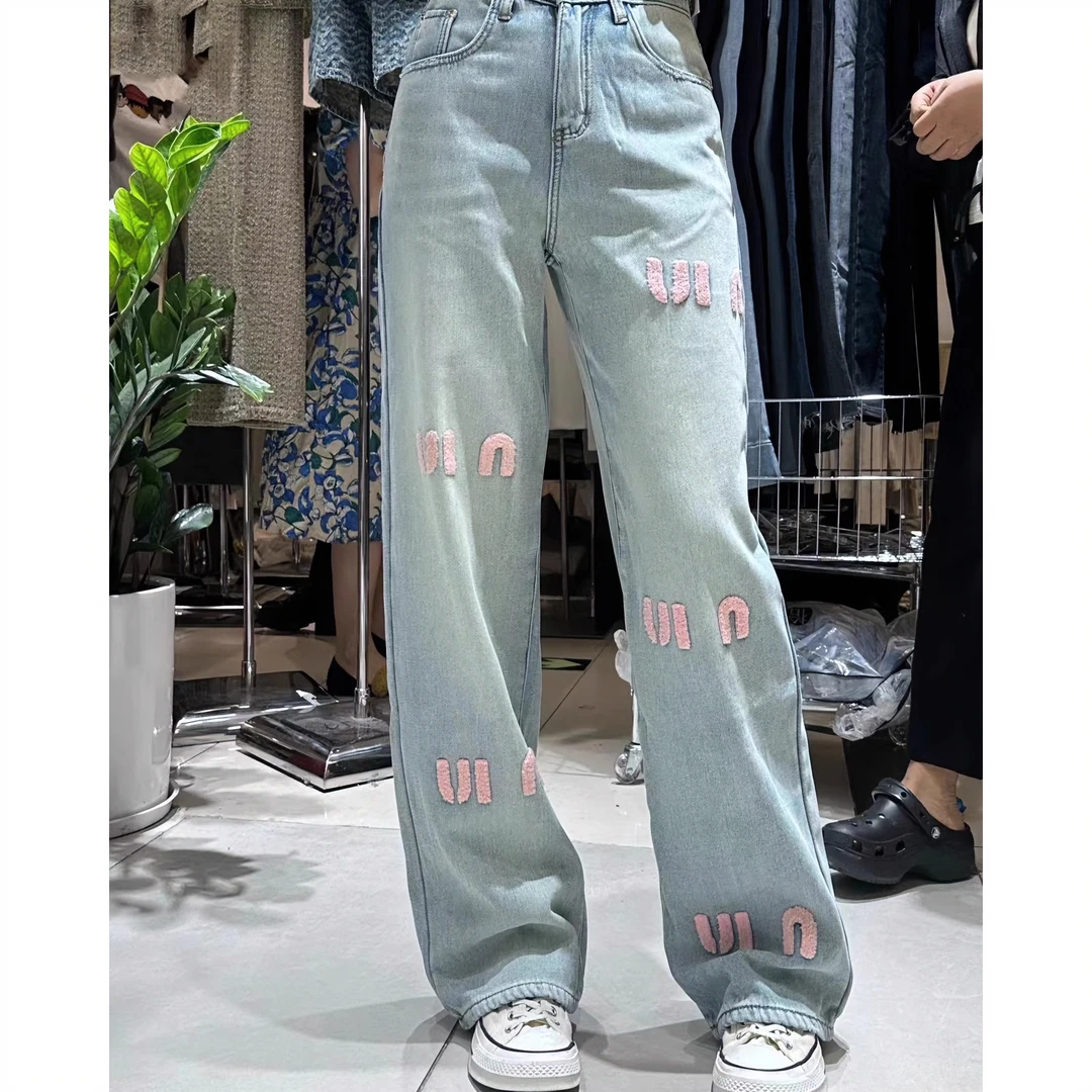 欧洲站加绒牛仔裤女秋冬款阔腿裤2023新款高腰显瘦小个子拖地裤潮