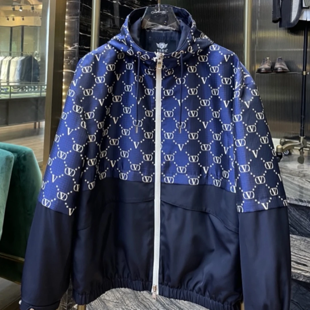 【洛和男装】欧货男士时尚外套连帽上衣宽松阔版秋冬风衣休闲印花