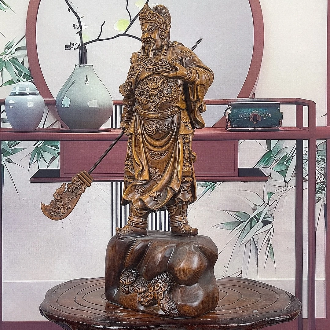 高档关公摆件精美手工雕刻像武财神貔貅麒麟观音店铺玄关客厅公司