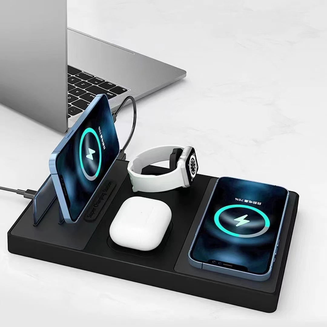 准新品  高品质 100W无线充电器5合1充电底座