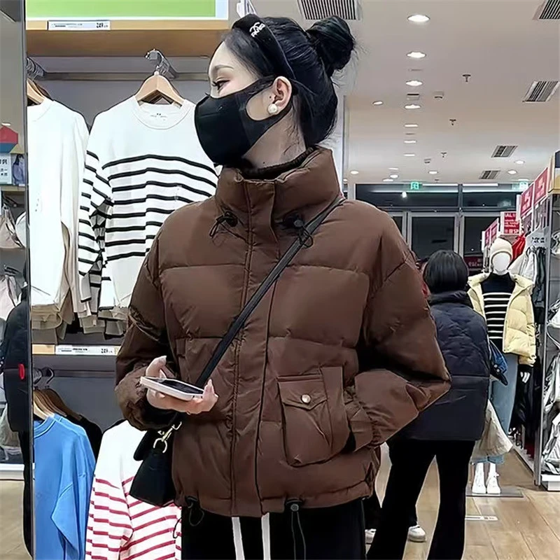 2024新款棉服女口袋立领加厚保暖冬季短款百搭小个子整张棉衣外套