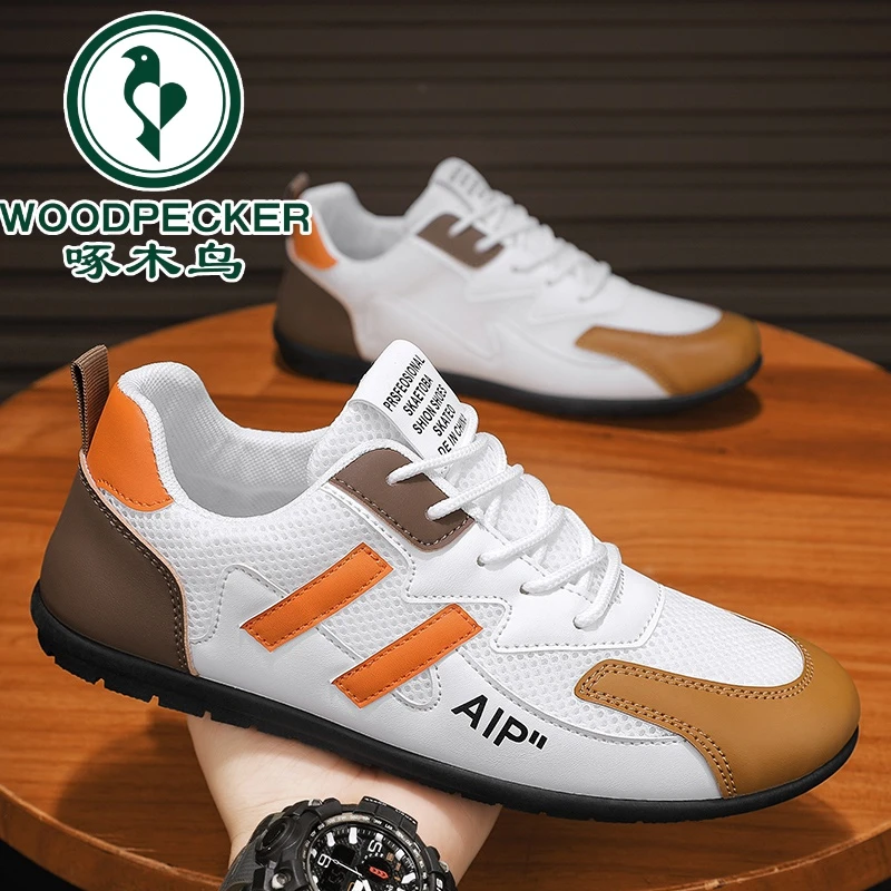 【啄木鸟正品】男士透气网面鞋夏季时尚百搭软底休闲潮鞋防滑德训鞋
