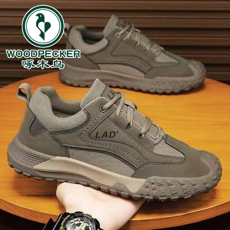 【正品啄木鸟】工装男鞋夏季透气登山运动休闲跑步工作男士防滑潮鞋