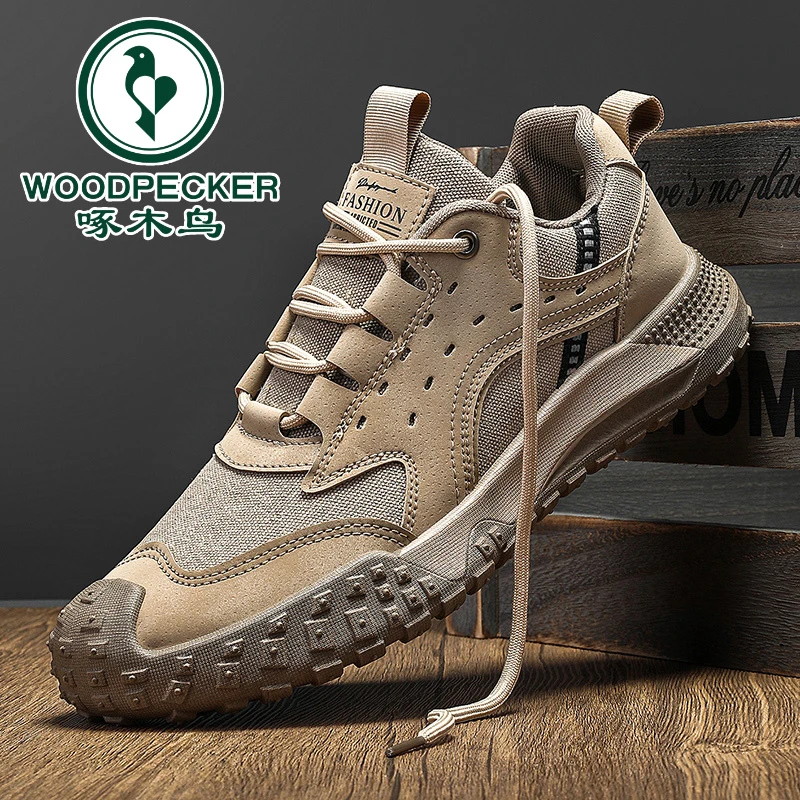 【正品啄木鸟】夏季新款工装男鞋运动休闲鞋跑步工作防滑耐磨登山鞋