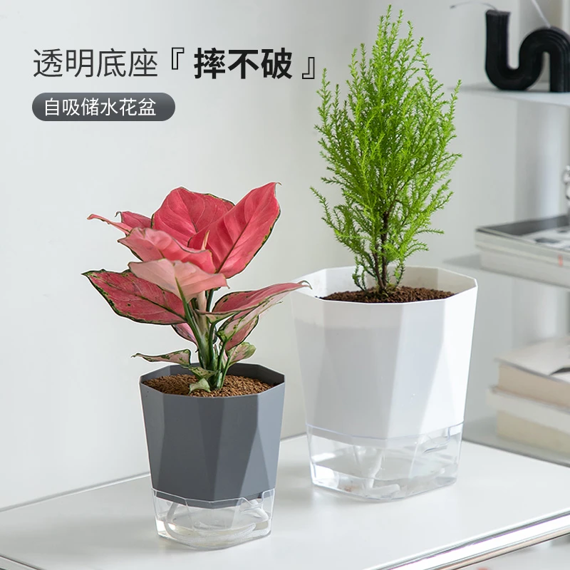 汉轩懒人自动吸水花盆免浇水盆栽塑料仿陶瓷家用绿萝兰花多肉花盆