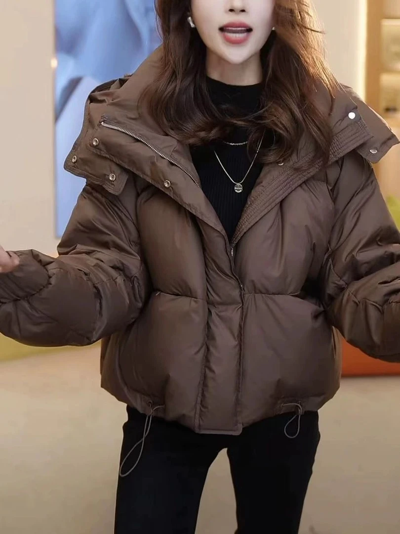 短款棉服女冬季2026新款时尚泡芙小个子设计感面包服外套