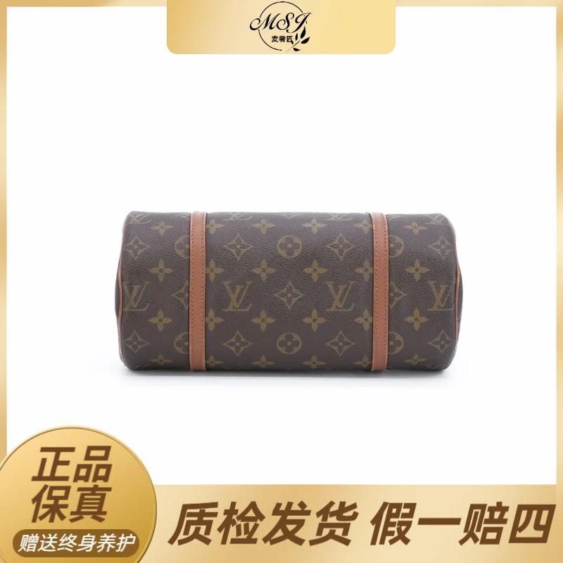 95新 LouisVuitton/路易威登 中古红皮巴比龙30斜挎lv圆筒包 /GW