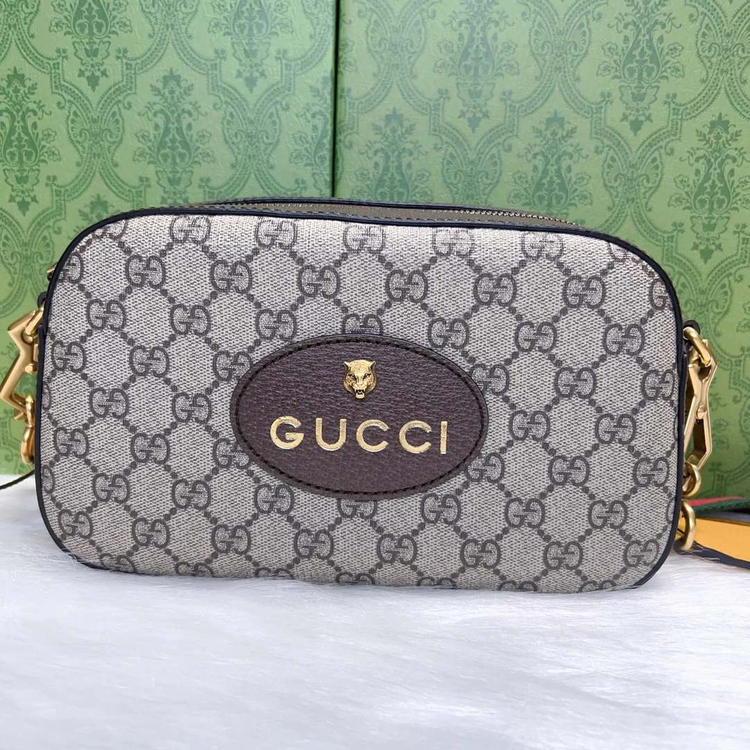 95新 GUCCI/古驰 虎头老花单肩包/相机包 /虎头包 /男士经典/ GW
