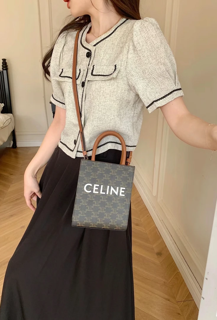 99新 Celine/思琳 老花凯旋门琴谱托特包/琴谱老花 mini托特/GW