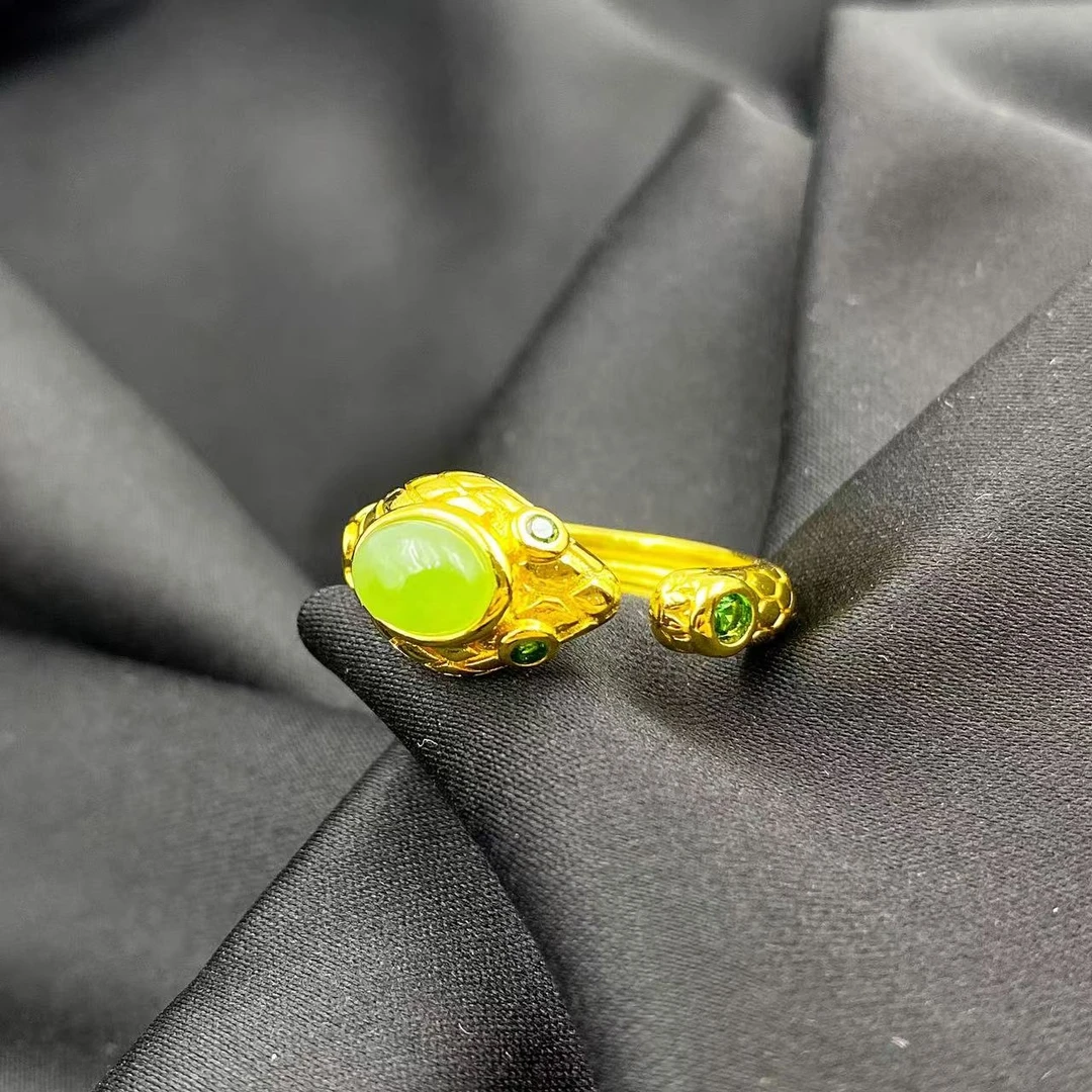 和田玉晴水蛇头戒指A472-赠包装合金