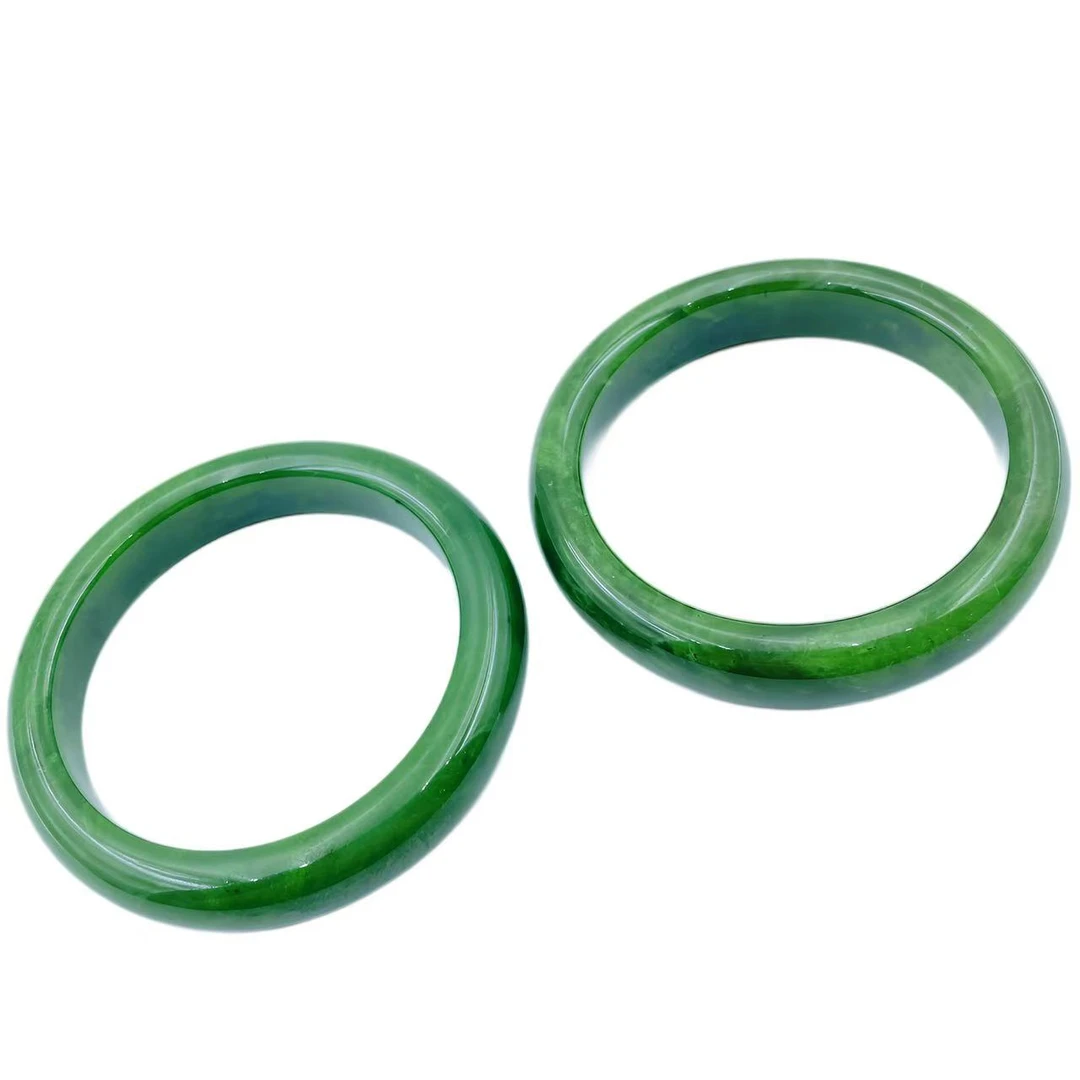 和田玉国风满色绿油润宽版手镯S1038（多样性只发一件）