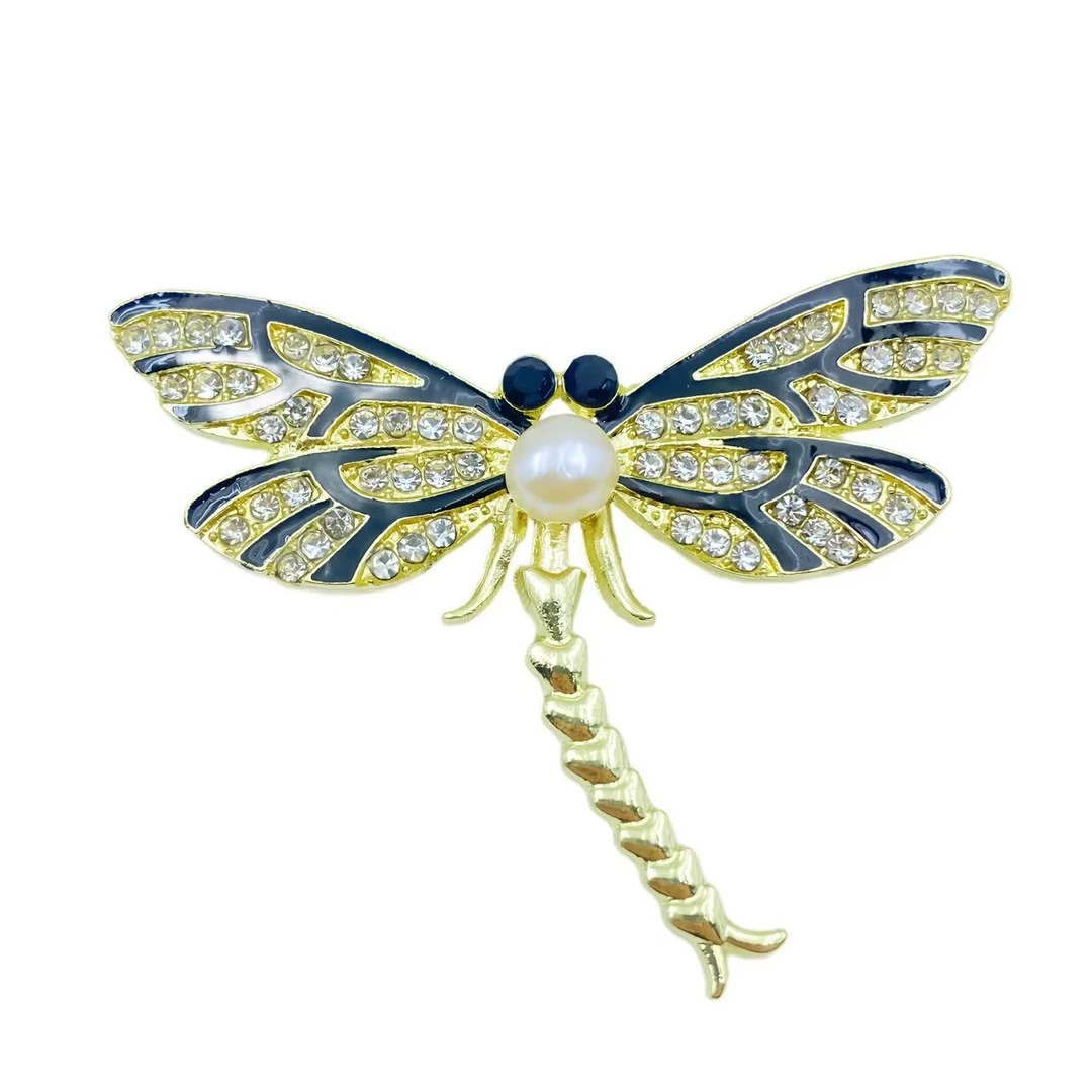 高档珠宝珍珠轻奢蜻蜓设计款胸针Y2212-赠包装合金