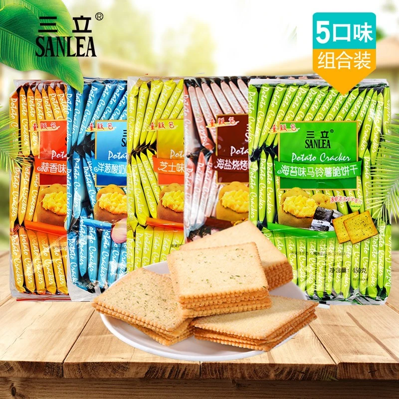 SANLEA/三立马铃薯薄脆饼干袋装土豆洋芋薄片香葱咸饼干独立小包