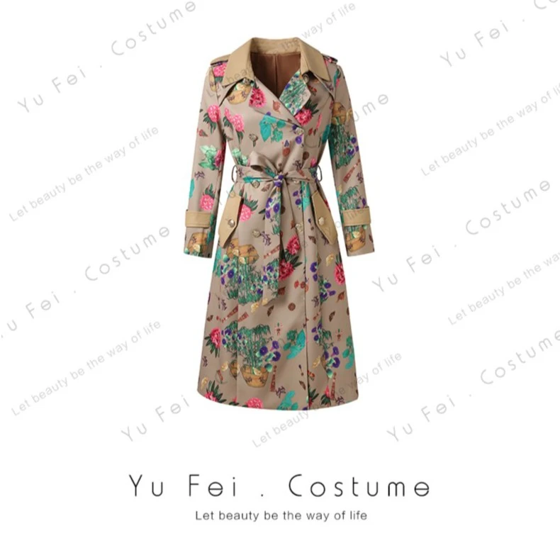 YUFEI/禹菲FJ  72311  <菲姐专柜>菲姐轻奢时尚潮牌花色风衣气质