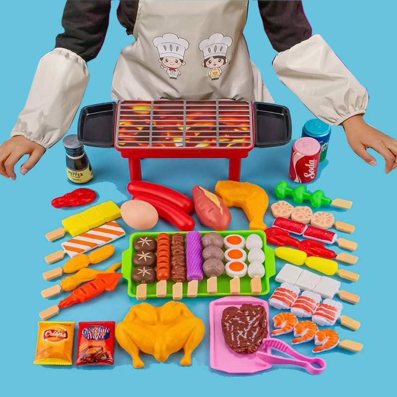 孩子过家家烧烤真实仿真食物迷你卡通玩具围裙三件套益智互动立体